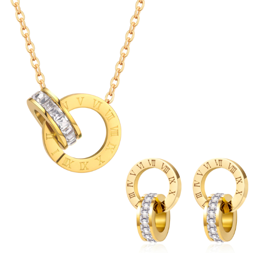 Conjunto Colar e Brincos Romanos com Zircônia | BELLORIE