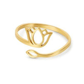 Anel de Lótus Ajustável Banhado a Ouro 18k | BELLORIE