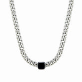 Colar Grosso com Pingente Pedra de Onix Prata | BELLORIE
