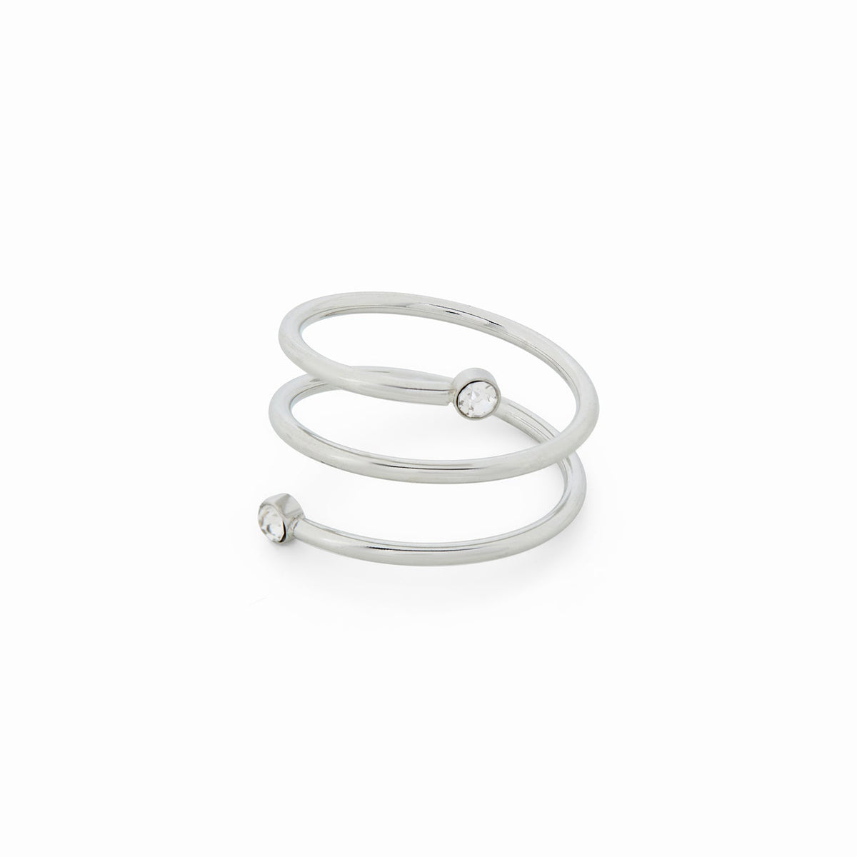Anel Espiral com Zircônia Prata Bellorie