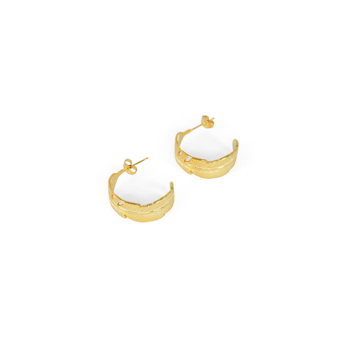Brincos de Argola de Pena Banhado a ouro 18K | BELLORIE