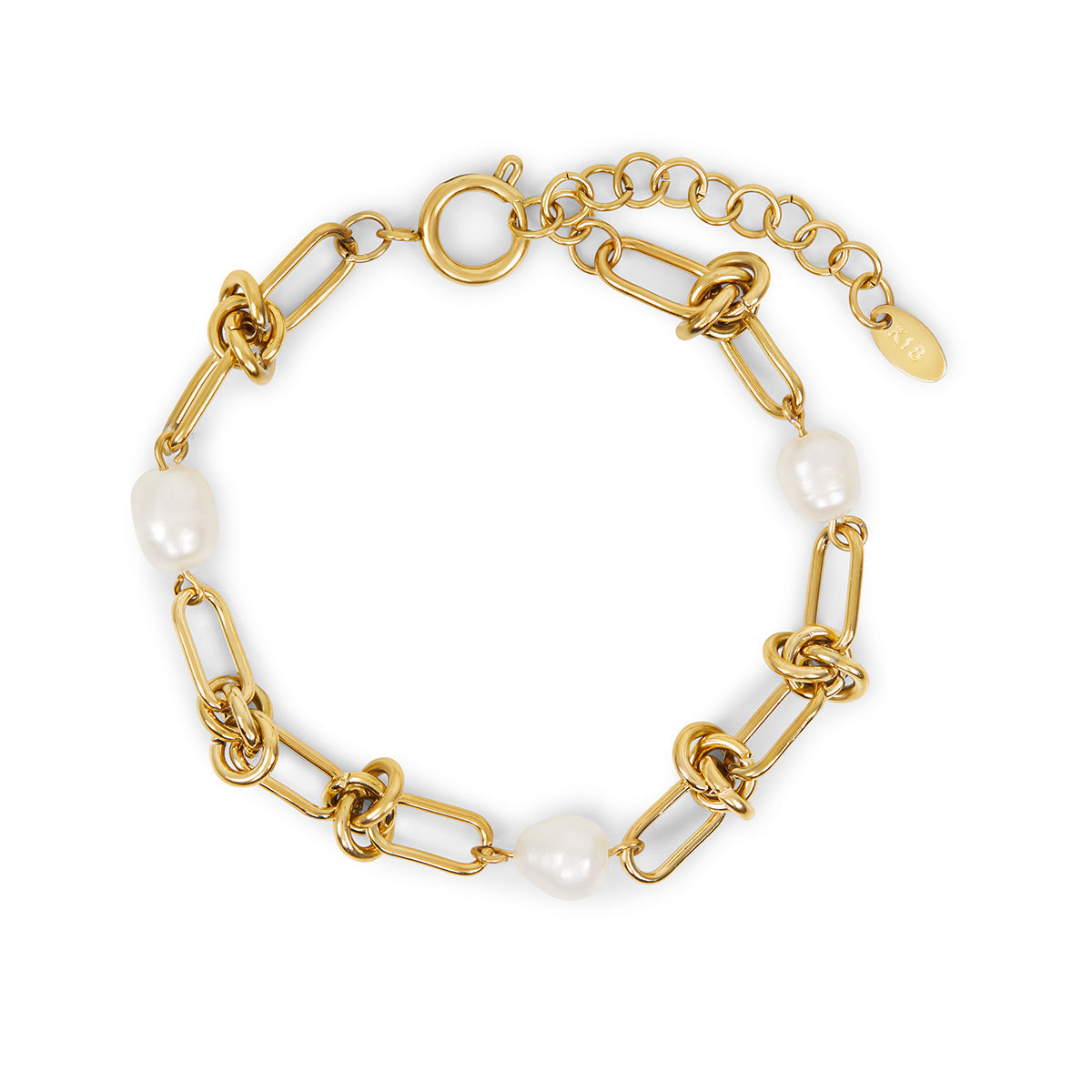 Pulseira Nó com Pérolas Banhado a Ouro 18k | BELLORIE