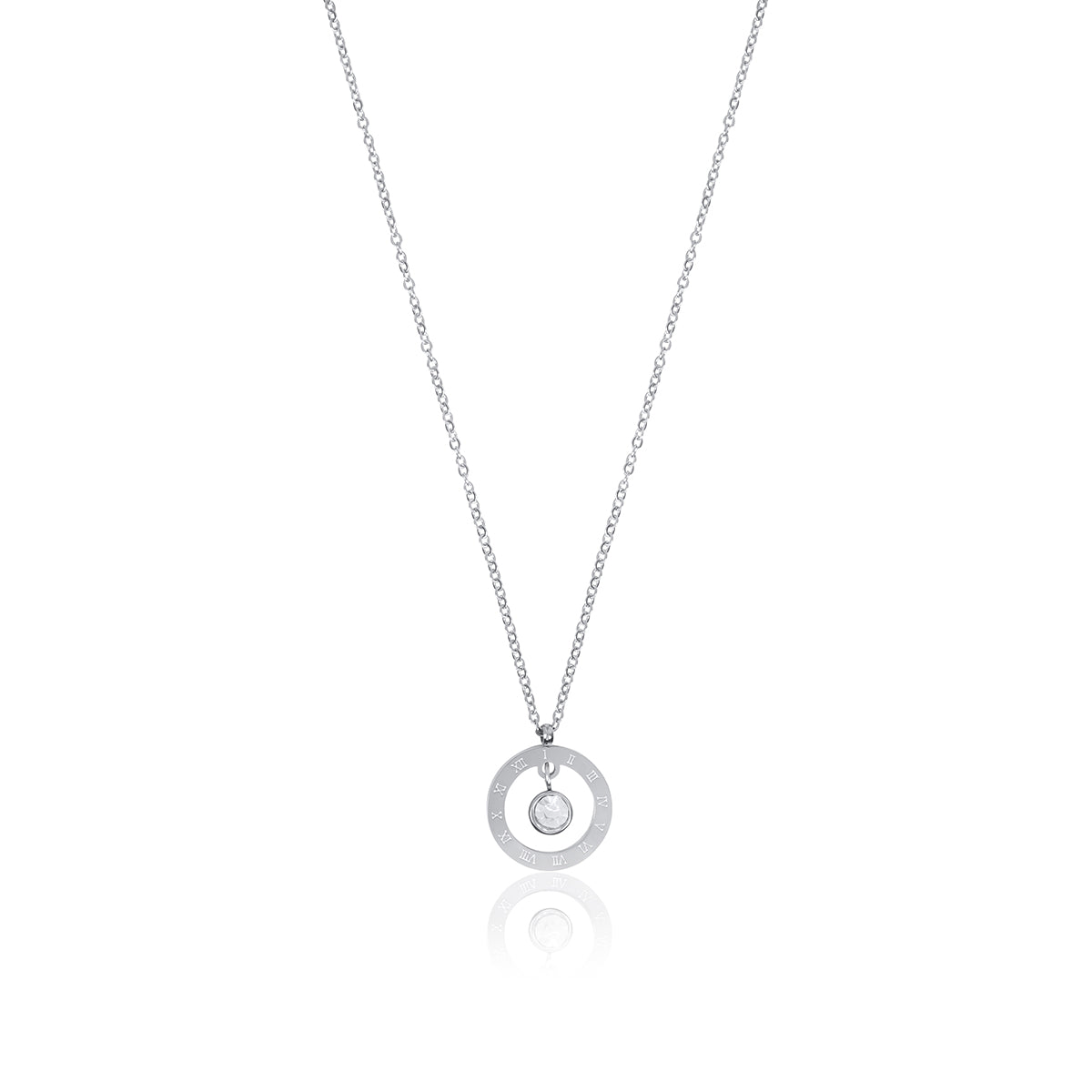 Colar Pingente Romano com Zircônia Prata | BELLORIE