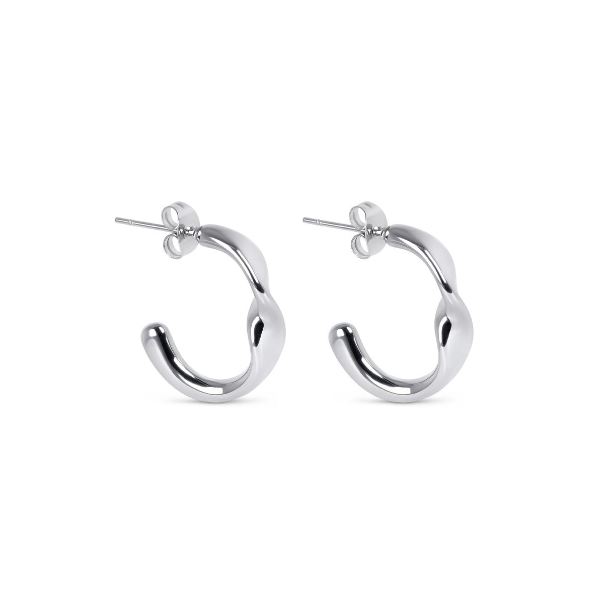 Brincos Meia Argola Irregular Prata | BELLORIE