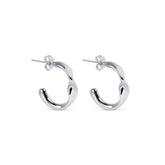 Brincos Meia Argola Irregular Prata | BELLORIE