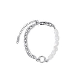 Pulseira em Elos e Pérola Prata | BELLORIE