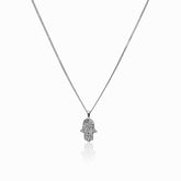 Colar Pingente Mão Hamsa Prata | BELLORIE