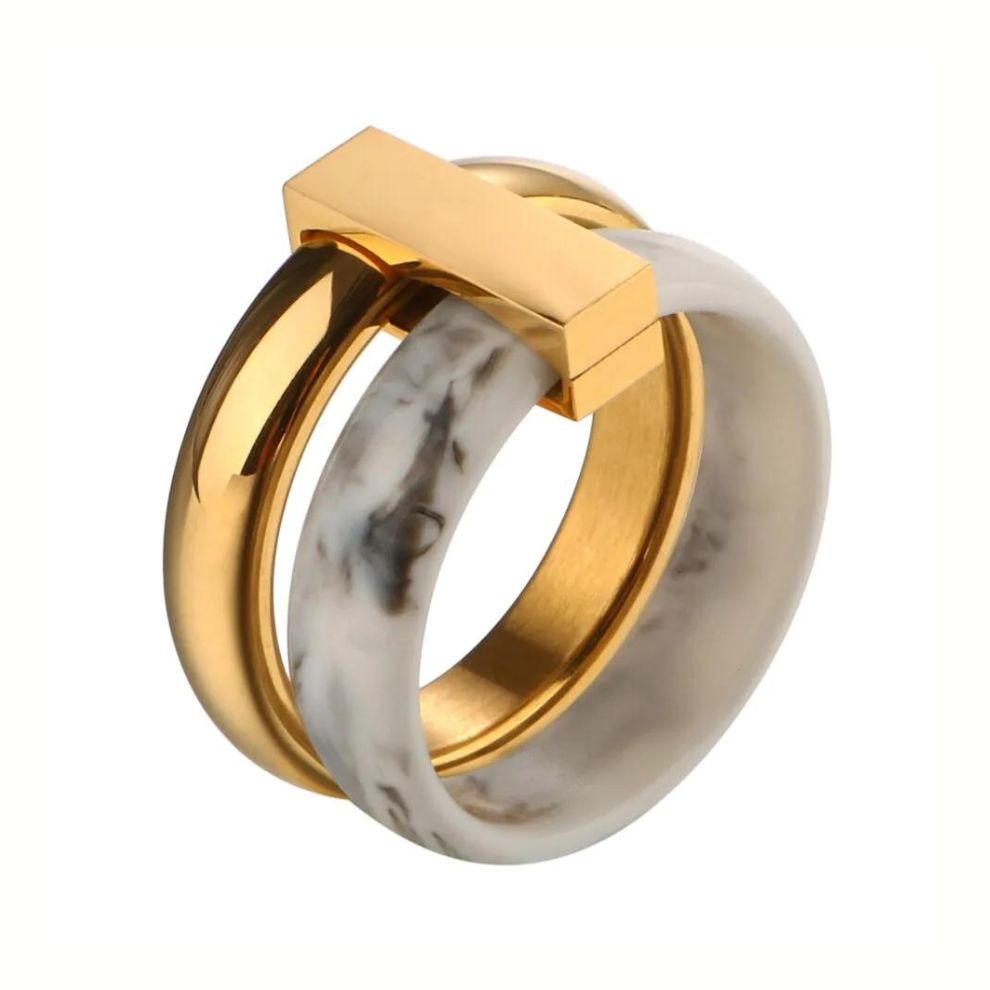 Anel Zaira Dupla Camada Banhado a Ouro 18k | BELLORIE