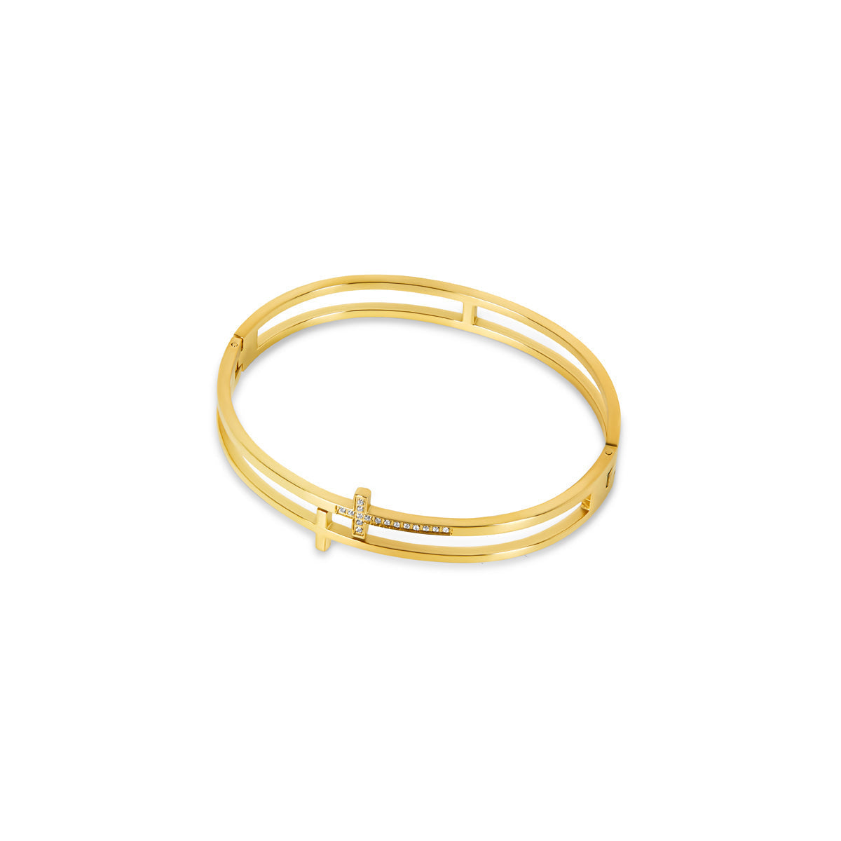 Bracelete Cruz Dupla Banhado a Ouro 18k | BELLORIE