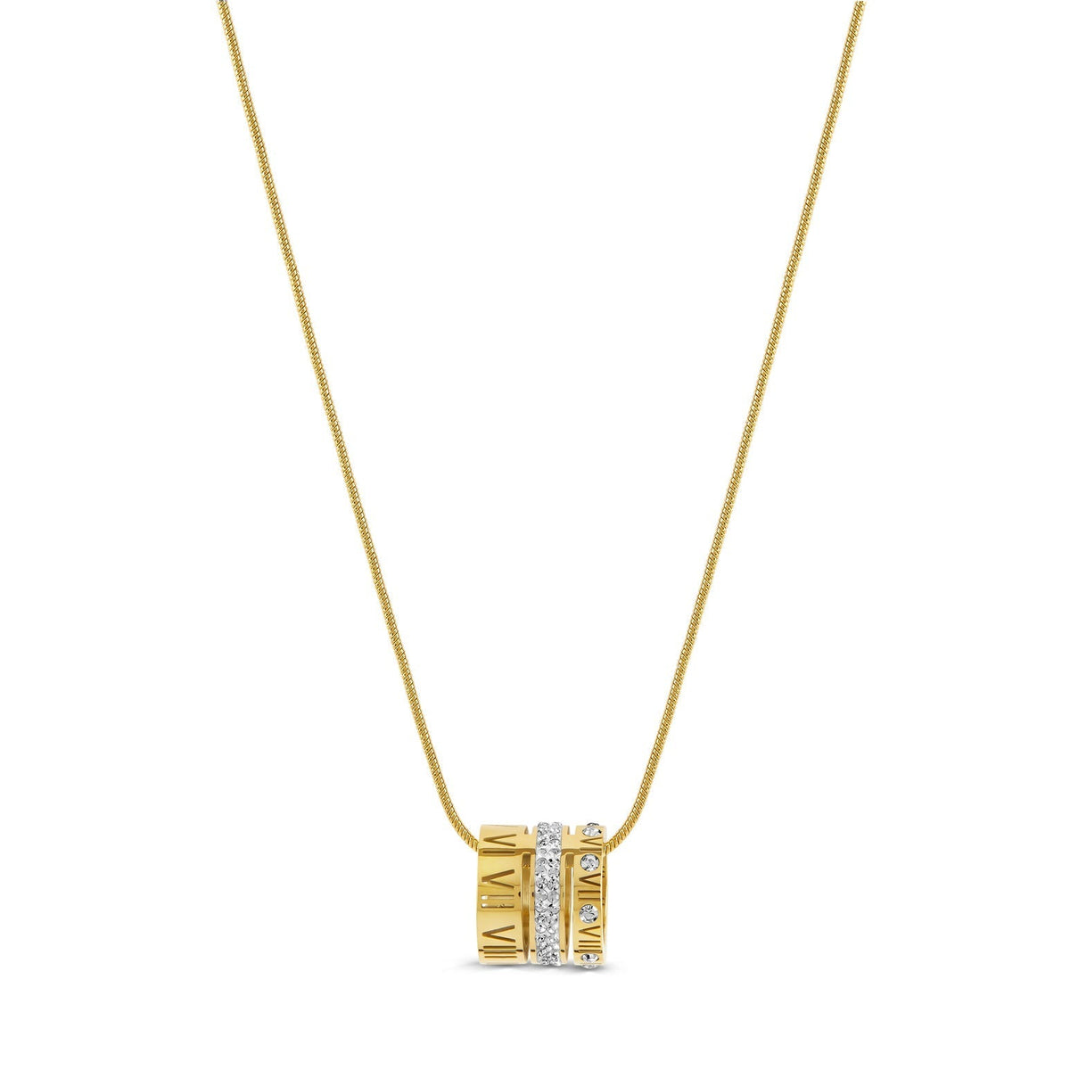Colar de Três Anéis Empilhados Banhado a Ouro 18k Bellorie