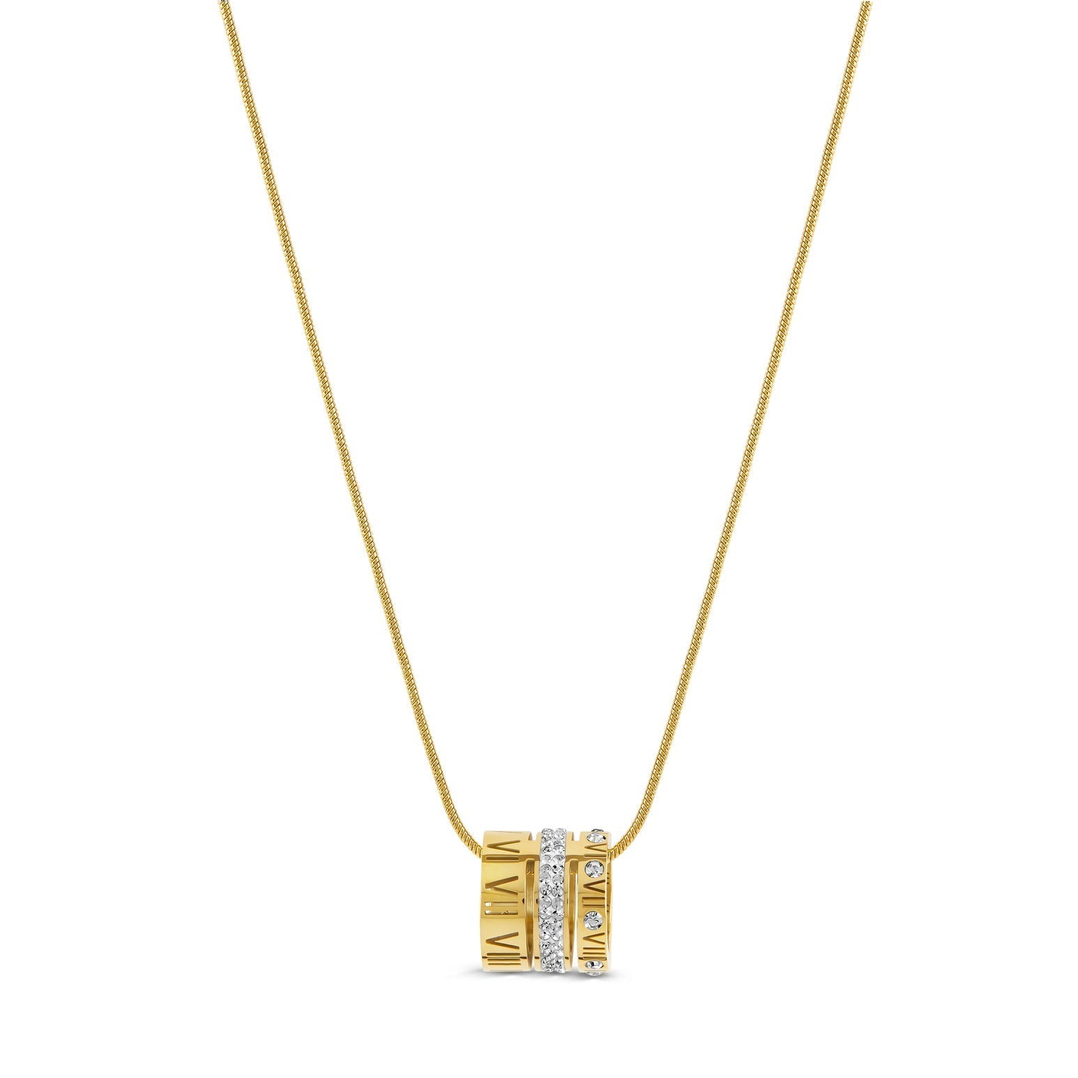 Colar de Três Anéis Empilhados Banhado a Ouro 18k | BELLORIE