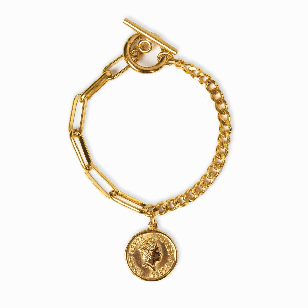 Pulseira Moeda Cent EUA Banhado a Ouro 18K Bellorie
