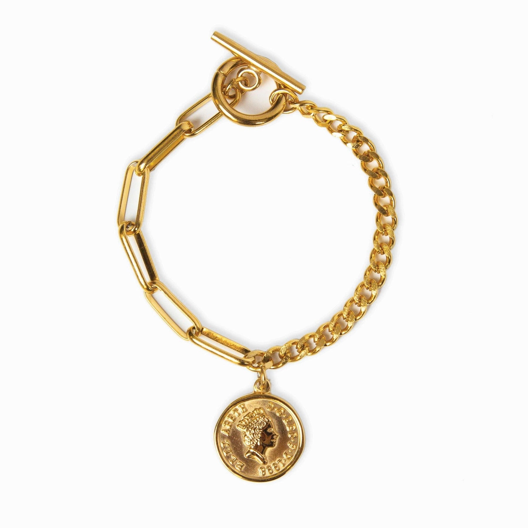 Pulseira Moeda Cent EUA Banhado a Ouro 18K | BELLORIE