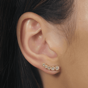 Brinco em Ouro 24K Ear Cuff 5 Zircônias – Bellorie