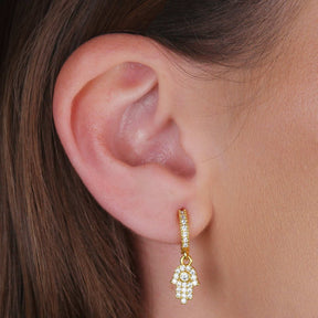 Brinco em Ouro 24K Argolinha Mão de Fátima – Bellorie