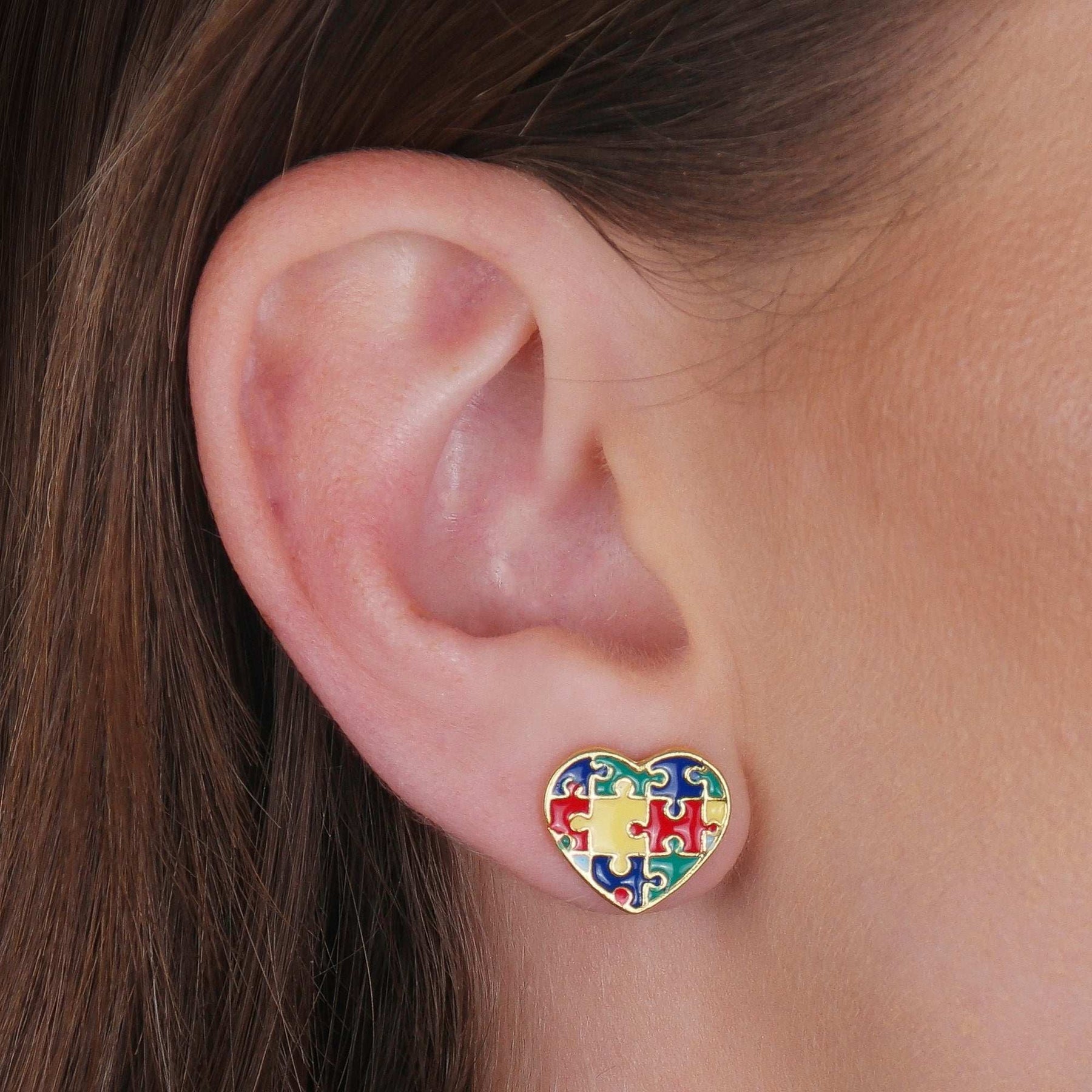 Brinco em Ouro 24K Coração Autismo – Bellorie