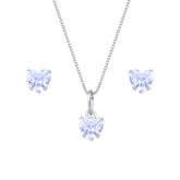 Conjunto de Coração Roxo em Zircônia Prata 925