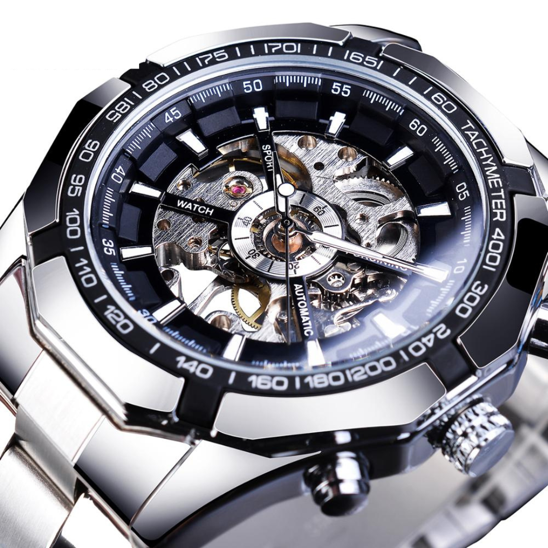Relógio de luxo Winner Skeleton de Aço Inoxidável | BELLORIE