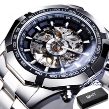 Relógio de luxo Winner Skeleton de Aço Inoxidável | BELLORIE