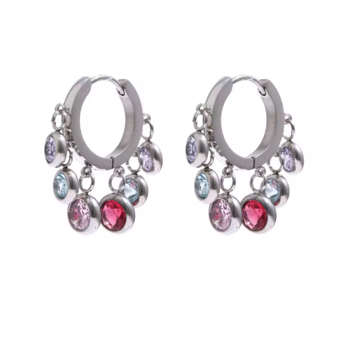 Brinco Argola Prata com Zircônia Coloridas | BELLORIE