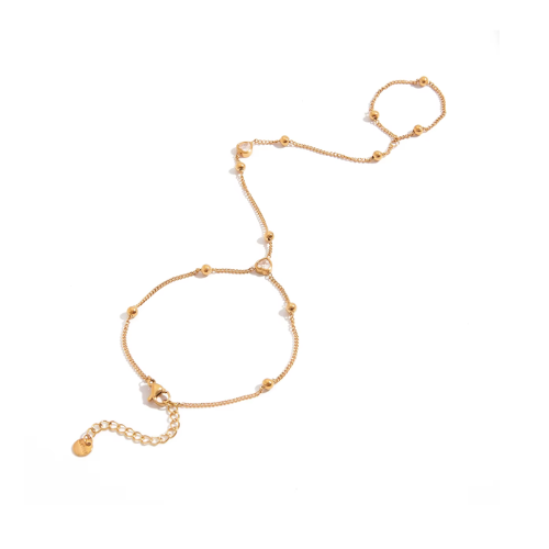 Pulseira de Dedo Coração com Zircônia Banhado a Ouro 18K | BELLORIE