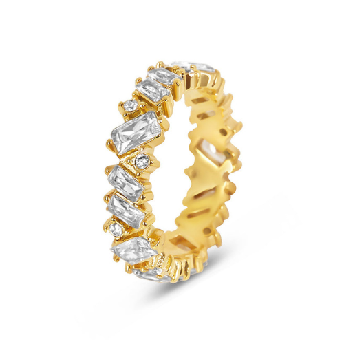 Anel Paris Cravejado com Zircônia Banhado a Ouro 18K | BELLORIE