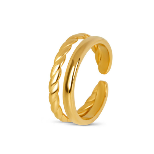 Anel Dupla Camada Trançado Banhado a Ouro 18K | BELLORIE