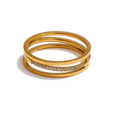 Anel 3 Camadas com Zircônia Banhado a Ouro 18k | BELLORIE