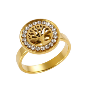 Anel Árvore da Vida com Zircônia Banhado a Ouro 18k | BELLORIE