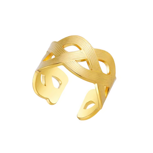 Anel Formato de Ondas Banhado a Ouro 18k | BELLORIE