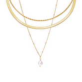 Colar Triplo Orla com Pingente de Pérolas Banhado a Ouro 18k | BELLORIE