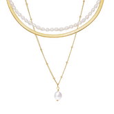 Colar Lume Triplo com Pérolas Banhado a Ouro 18k | BELLORIE