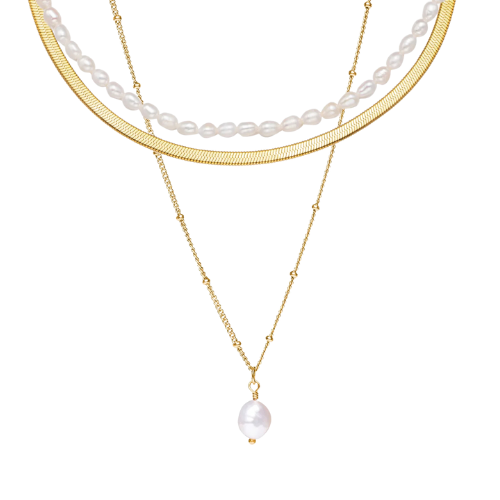 Colar Lume Triplo com Pérolas Banhado a Ouro 18k | BELLORIE