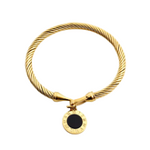 Bracelete Pingente Ônix Banhada a Ouro 18k | BELLORIE