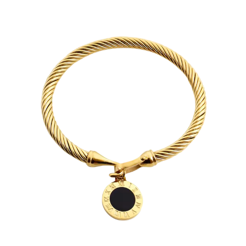Bracelete Pingente Ônix Banhada a Ouro 18k | BELLORIE
