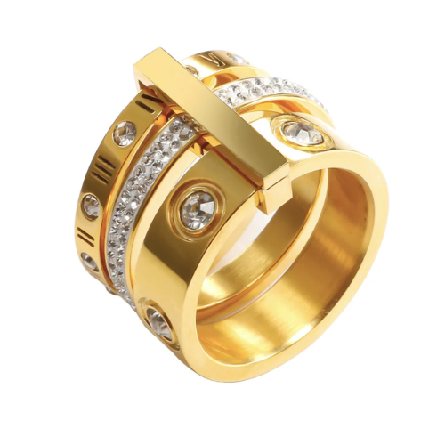 Anel Triplo Banhado em Ouro 18K | BELLORIE