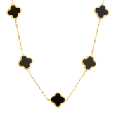 Colar Trevo Preto Banhado a Ouro 18K | BELLORIE