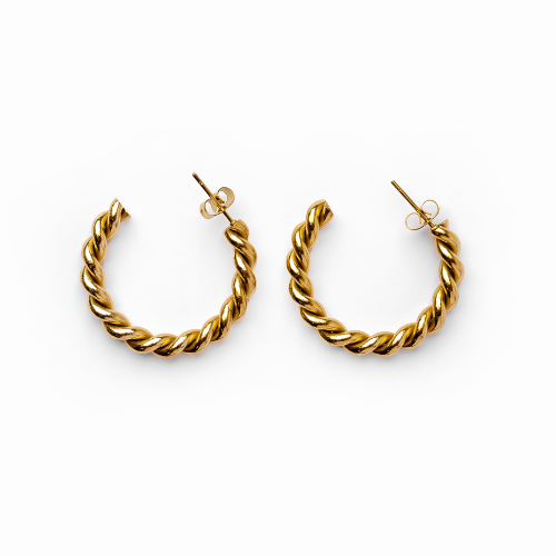 Brincos Meia Argola Torcido Banhado a Ouro 18k | BELLORIE