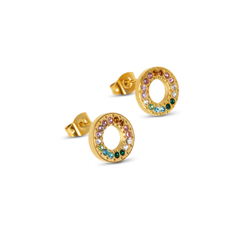 Brinco Pedras Colorida de Zircônia Banhado a Ouro 18K | BELLORIE