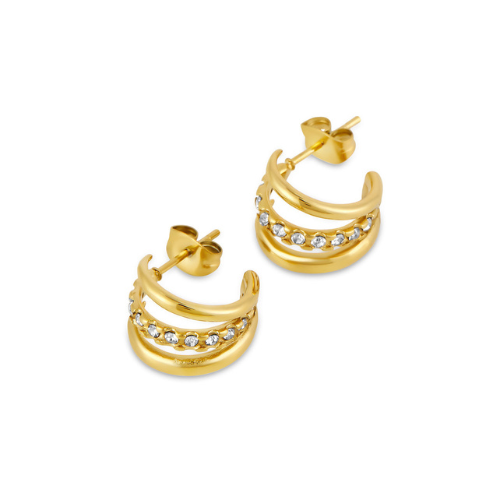 Brinco Argola Trilha com Zircônia Banhado a Ouro 18K | BELLORIE