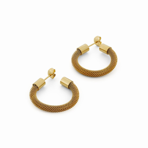 Brincos de Argola de Malha Banhado a Ouro 18k | BELLORIE