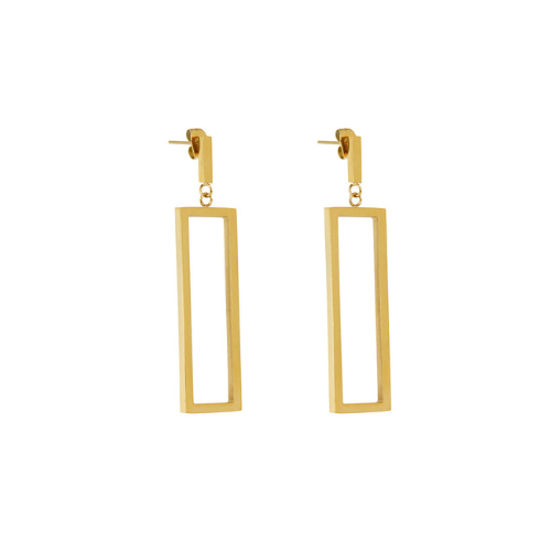 Brincos Retangulares Minimalistas Banhado a Ouro 18k | BELLORIE