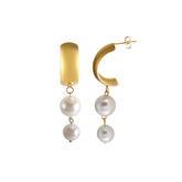 Brinco Longo Dupla Pérola Banhado a Ouro 18K | BELLORIE
