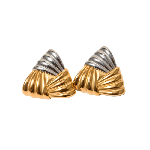 Brinco Triângulo Prata e Dourado Banhado a Ouro 18K | BELLORIE