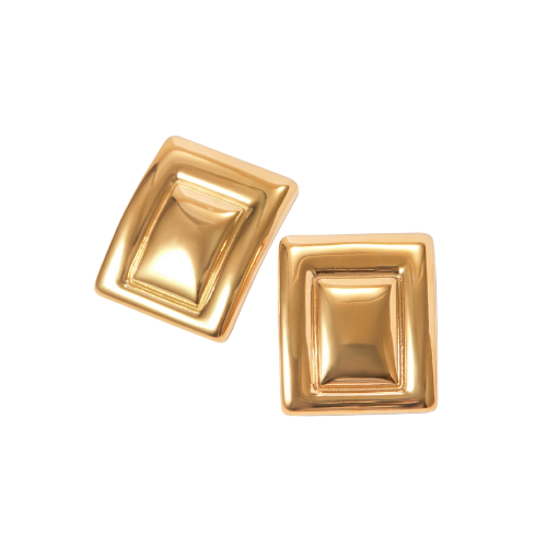 Brinco Retangulares Dourado Banhado a Ouro 18K | BELLORIE