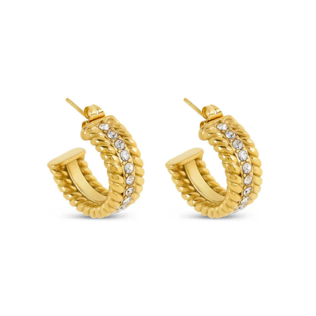 Brinco Argola Texturizado Com Zircônia | BELLORIE