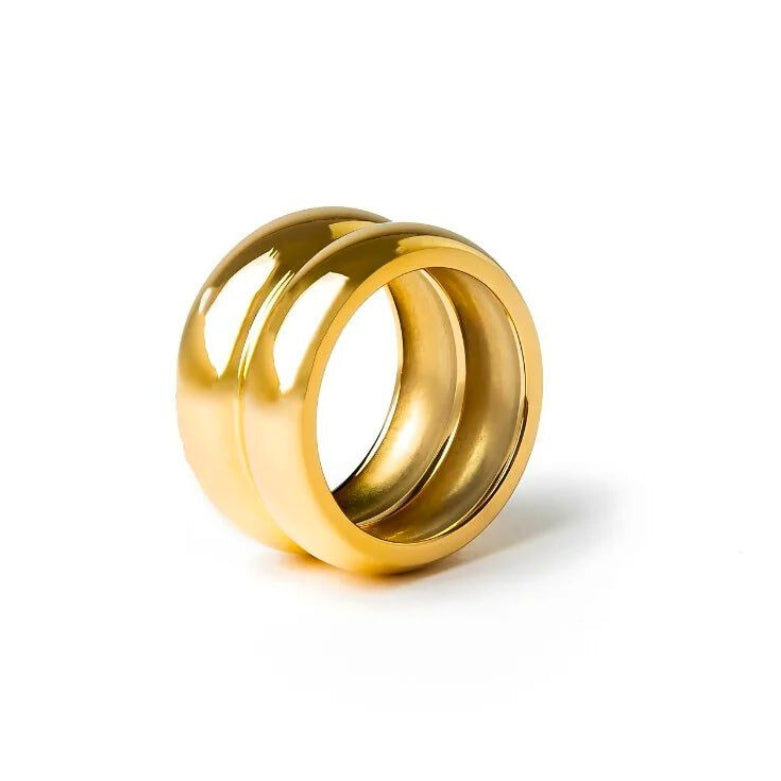 Anel Duplo Liso Banhado a Ouro 18k | BELLORIE