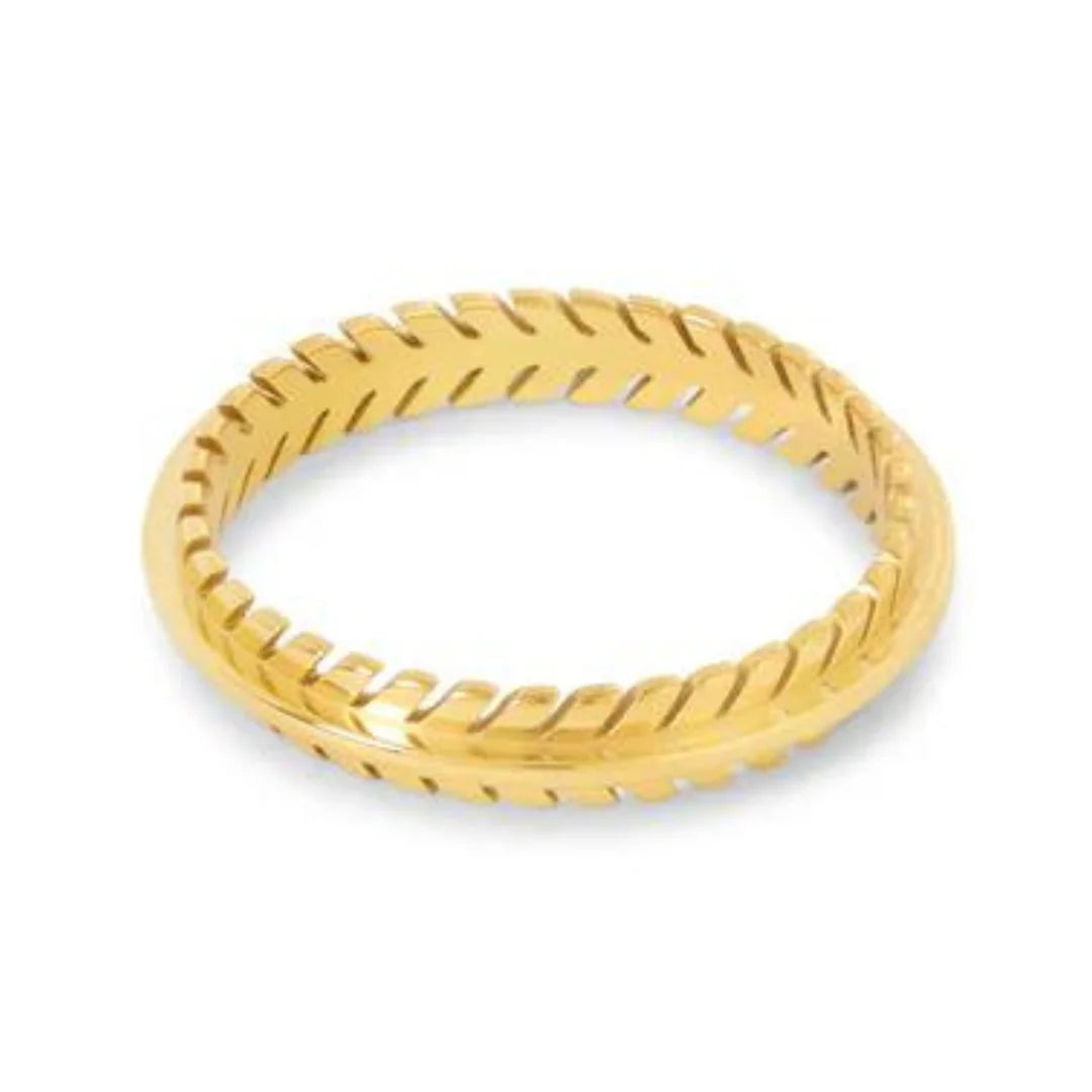 Anel de Folhas Entrelaçadas Banhado a Ouro 18K | BELLORIE