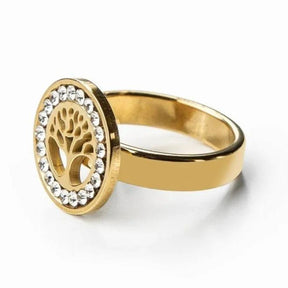 Anel Árvore da Vida com Zircônia Banhado a Ouro 18k | BELLORIE