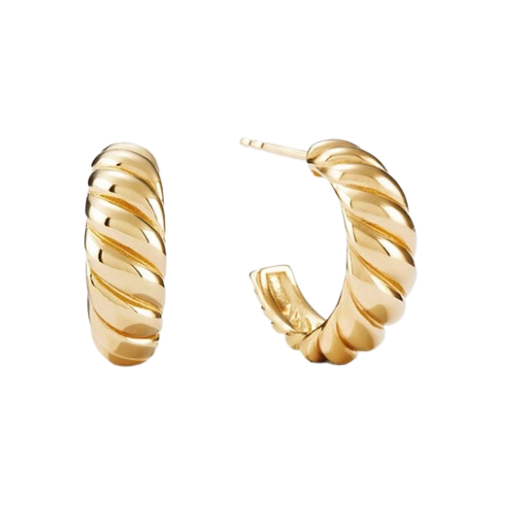 Brinco Meia Argola Texturizada Banhada a Ouro 18k | BELLORIE
